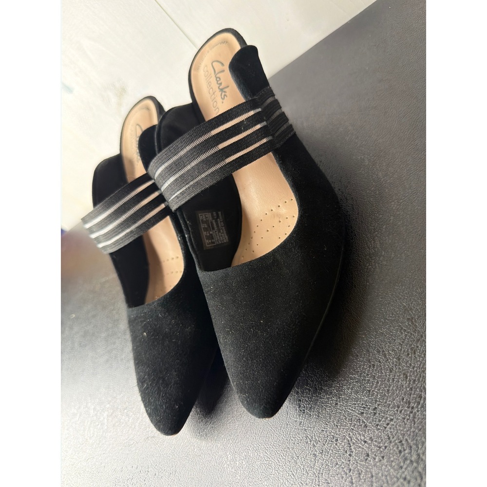 Clarks Illeana Gem Black Suede Pointed Toe Slingback Pumps 6.5M 26169324